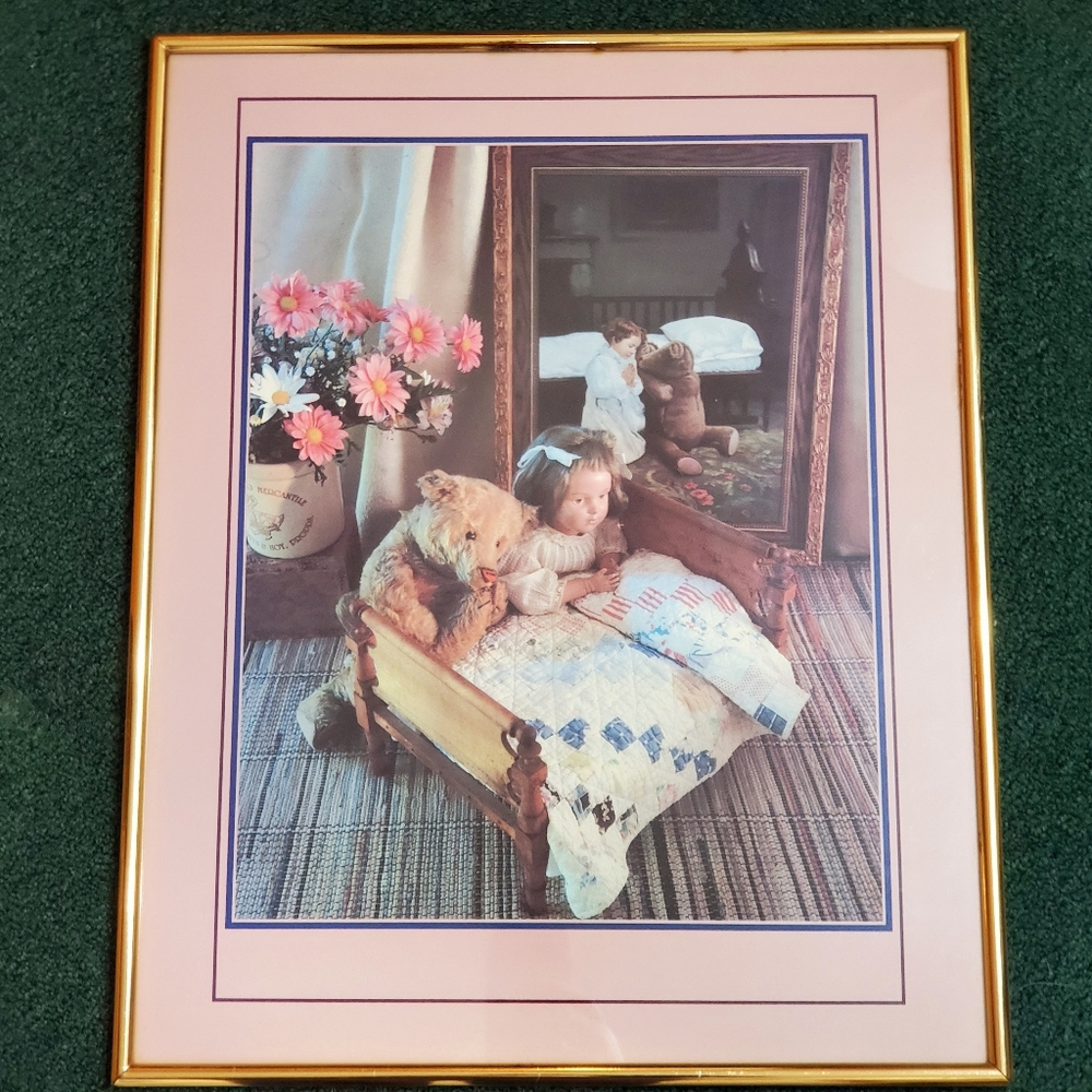 Framed Girl & Bear Goodnight Prayers Wall Art